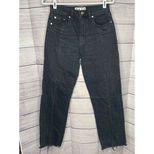 DAZE jeans women's size 24 black raw hem straight leg retro Y2K